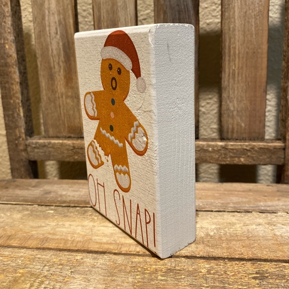 Oh Snap Gingerbread Man Wood Sign, Small Christmas Decor For Tier Trays - Picture 7 of 9